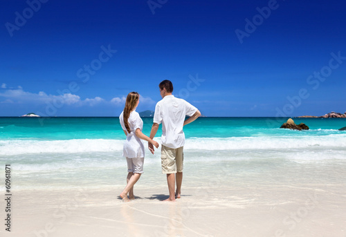man and woman romantic couple on tropical beach