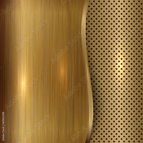 Vector gold brushed metallic plaque background