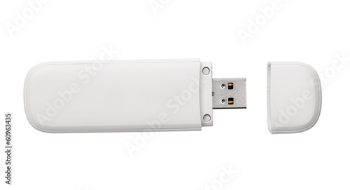 White usb flash drive isolated on the white background photo