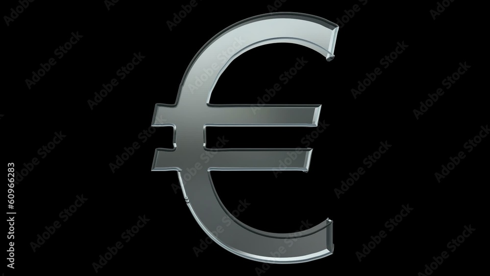 euro sign flying with rotation. alpha channel euro sign flying with rotation. alpha channel