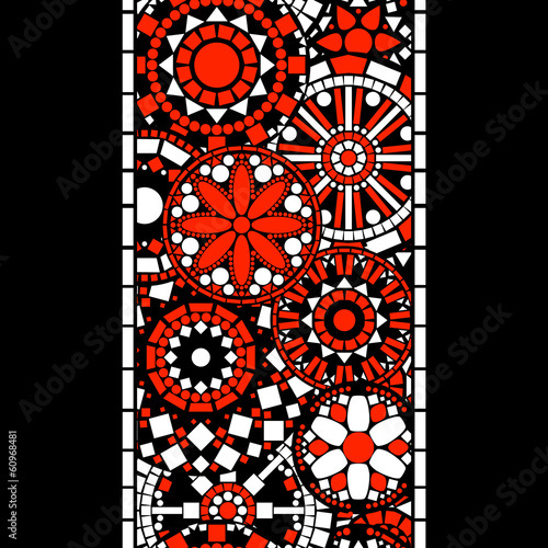 Black white and red floral ...