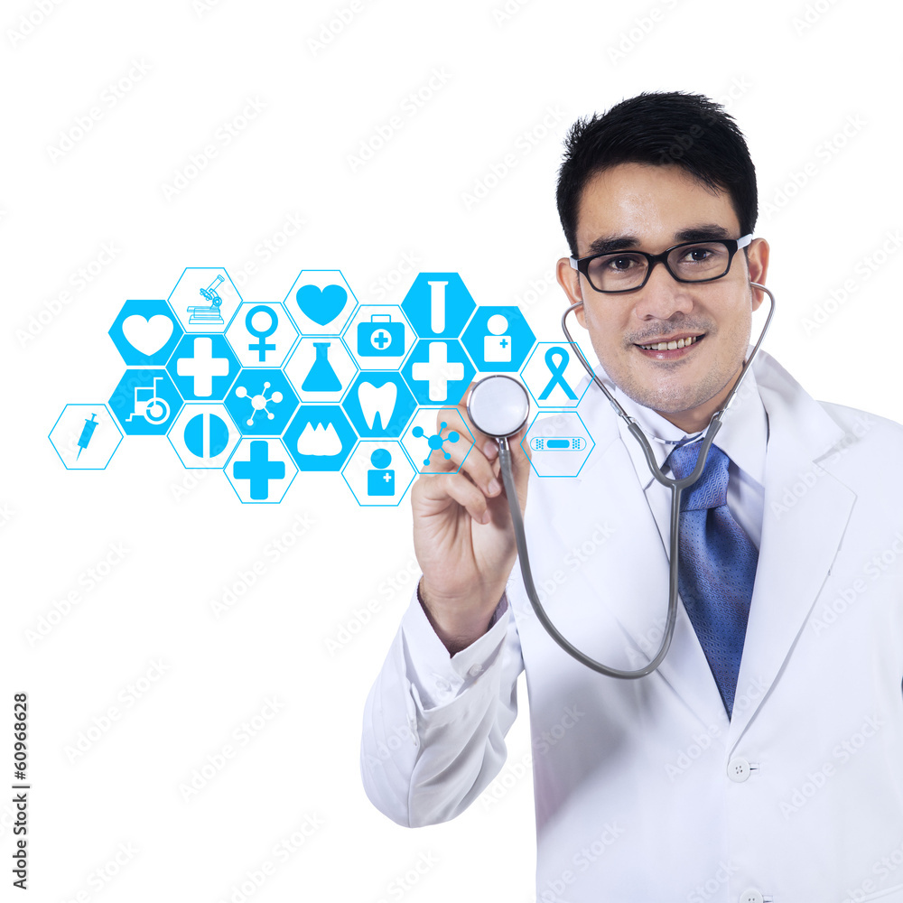 Doctor With Stethoscope And Virtual Screen Doctor With Stethoscope And Virtual Screen