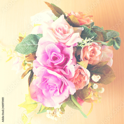 Bouquet of carnation flowers with retro filter effect