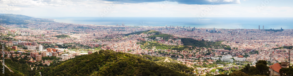 Panorama of Barcelona city from Tibidabo