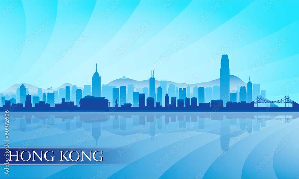 Fototapeta premium Hongkong panoramę miasta sylwetka tło