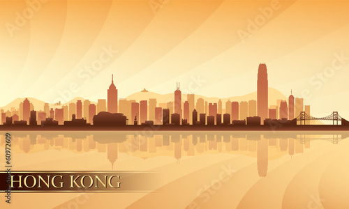 Hong Kong city skyline silhouette background