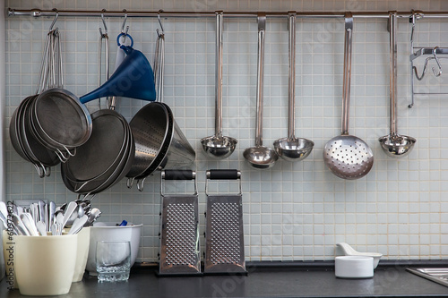 Some utensil on the kitchen