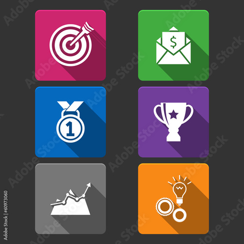 Business winner icons set