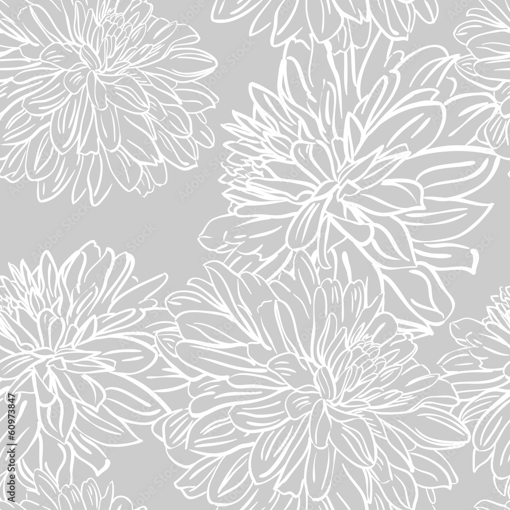 Seamless background with hand drawn  peonies flowers. Vector