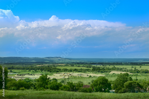 Rural landscape with clouds
