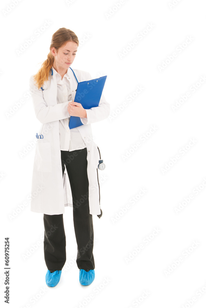 Female doctor with stethoscope and clipboard Female doctor with stethoscope and clipboard