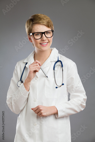 Cheerful female doctor.