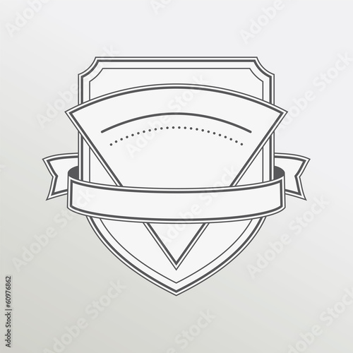 Retro style monochrome emblem with ribbon