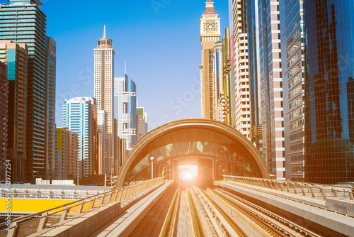 Photography modern subway line in Dubai
