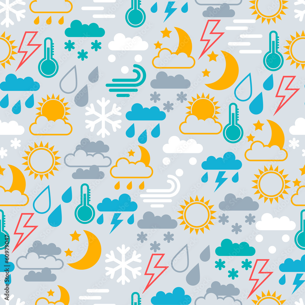 Seamless pattern of weather icons. Seamless pattern of weather icons.