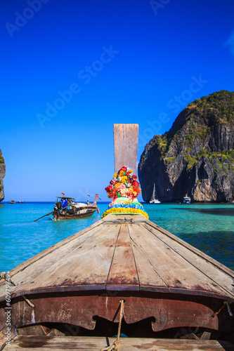 Head of long tail boat in Andaman sea, South of Thailand