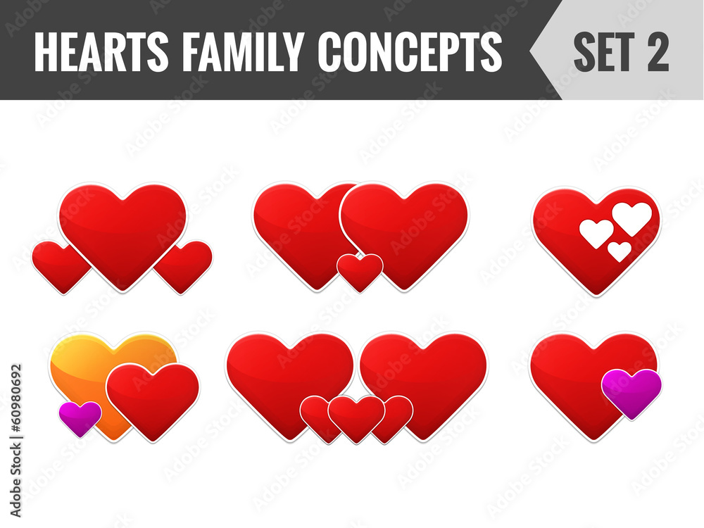 Hearts family concepts. Set 2. Vector illustration.
