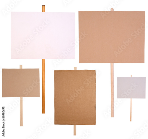 Protest signs isolated on white background photo