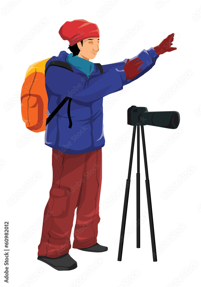 Silhouette illustration of an outdoor photographer Silhouette illustration of an outdoor photographer