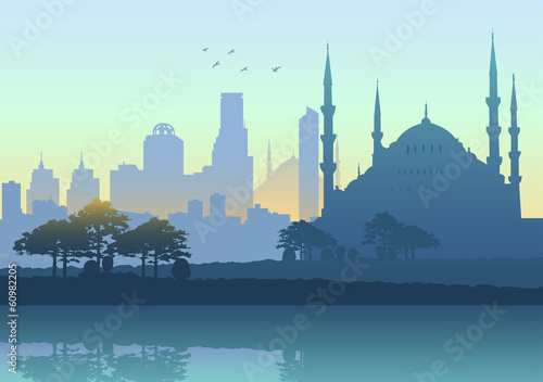 Silhouette Illustration of Istanbul skyline