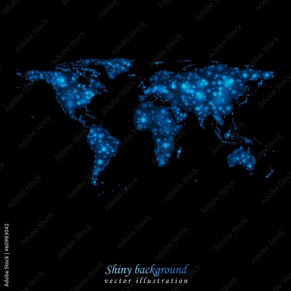 Abstract shiny lights vector world map
