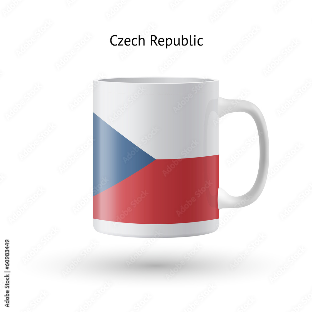 Czech Republic flag souvenir mug on white background. Czech Republic flag souvenir mug on white background.