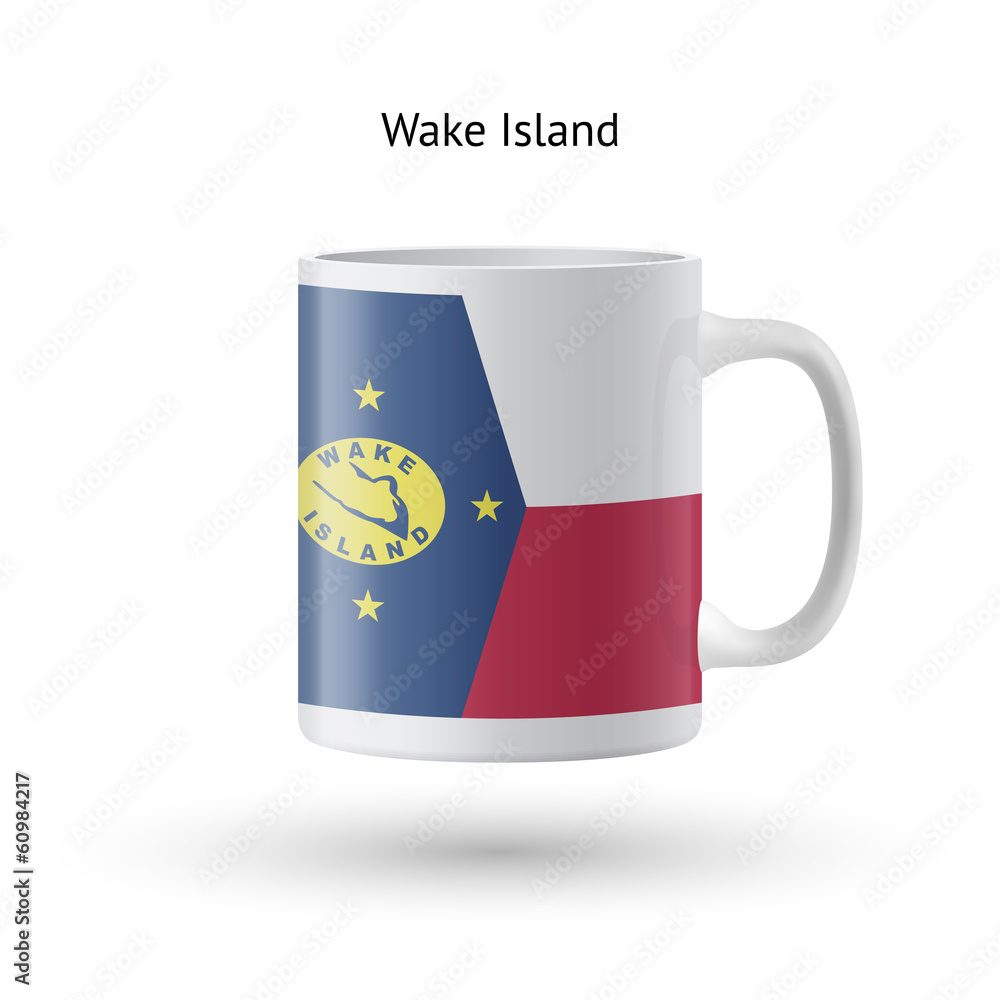 Wake Island flag souvenir mug on white background. Wake Island flag souvenir mug on white background.