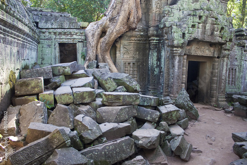 Ruins of ancient Angkor temple Ta Phrom  Cambodia.
