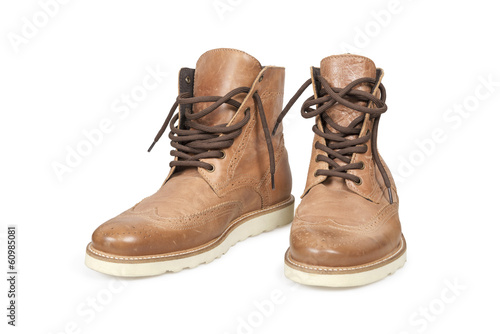 Hiking boots isolated over white with clipping path.