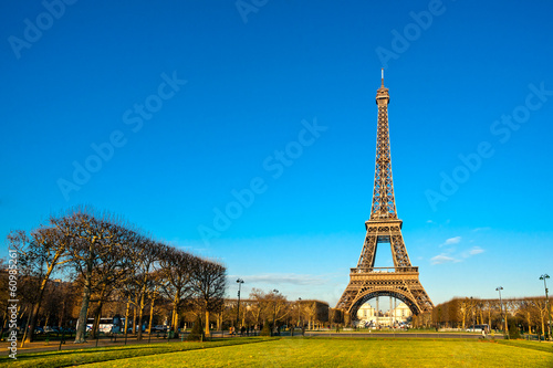 Photography Eiffel tower at sunrise, Paris.
