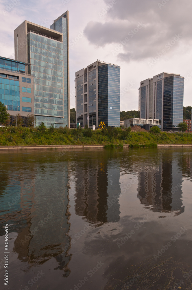 Modern Business Buildings Across the River