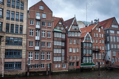 Traditional buildings along canal in Hamburg, Germany © Matyas Rehak