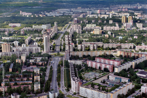Aerial view of modern building in  city northern Europe. © grigvovan
