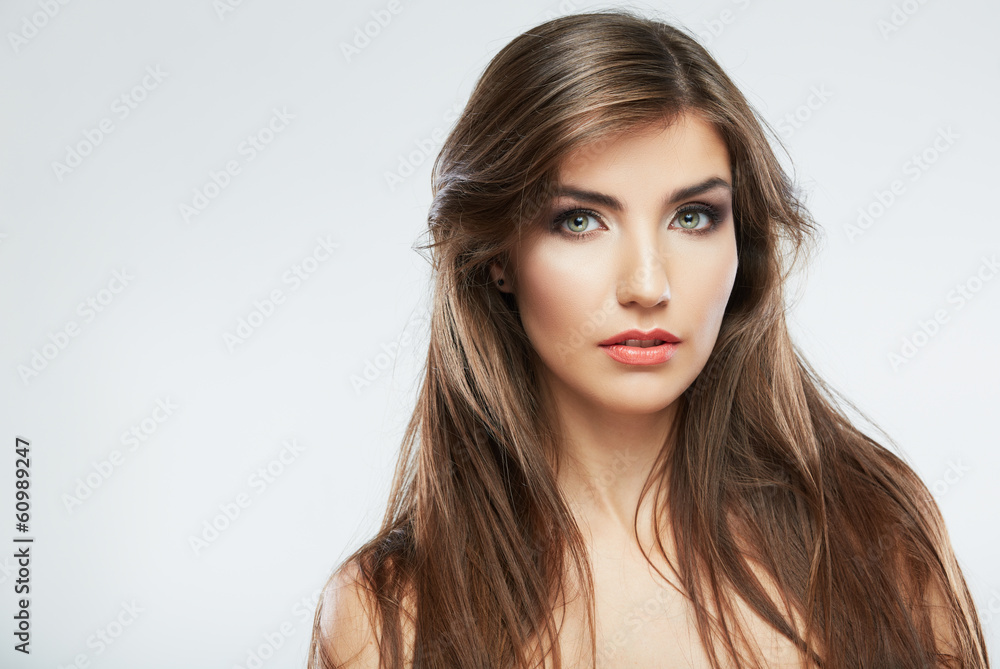 Fototapeta premium Woman hair style fashion portrait. isolated. close up female fac