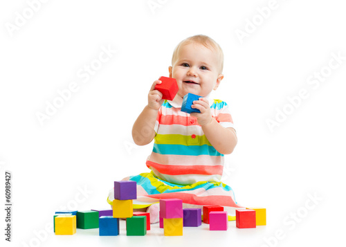baby playing with block toys