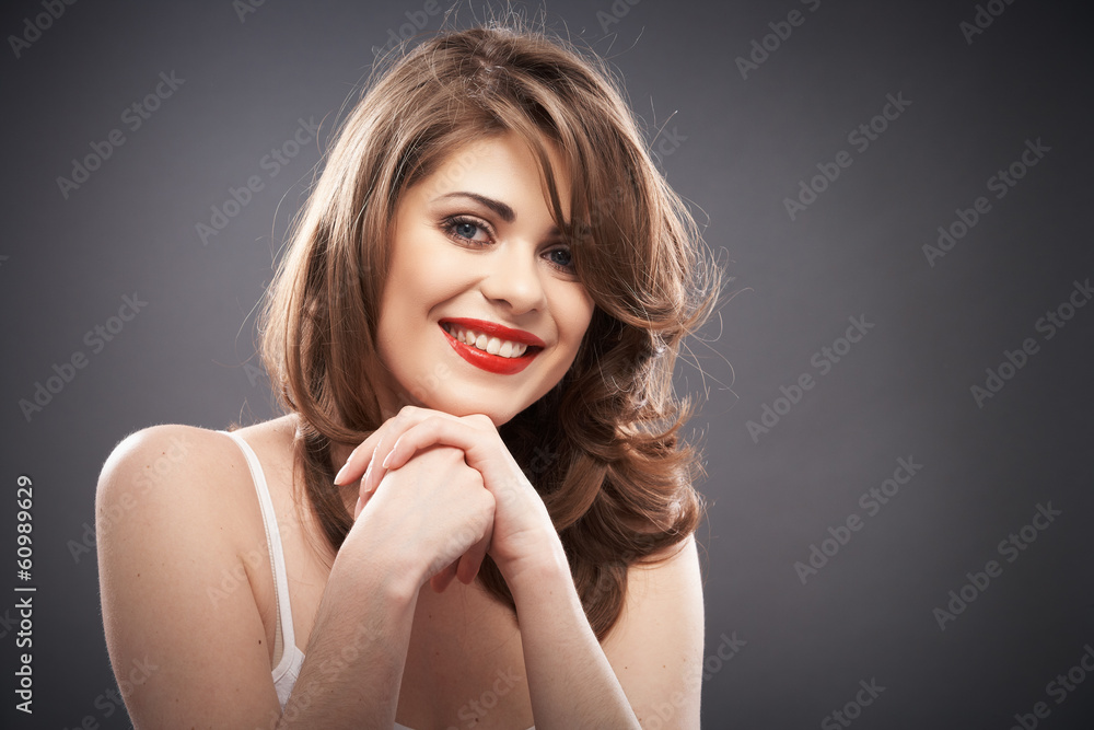 Naklejka premium Woman portrait with curler hair