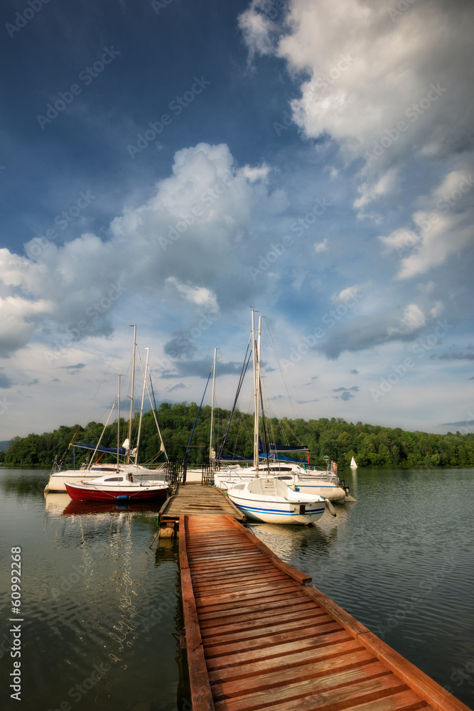 Fototapeta premium port view with sail yachts