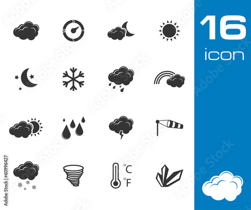 vector black weather icons set