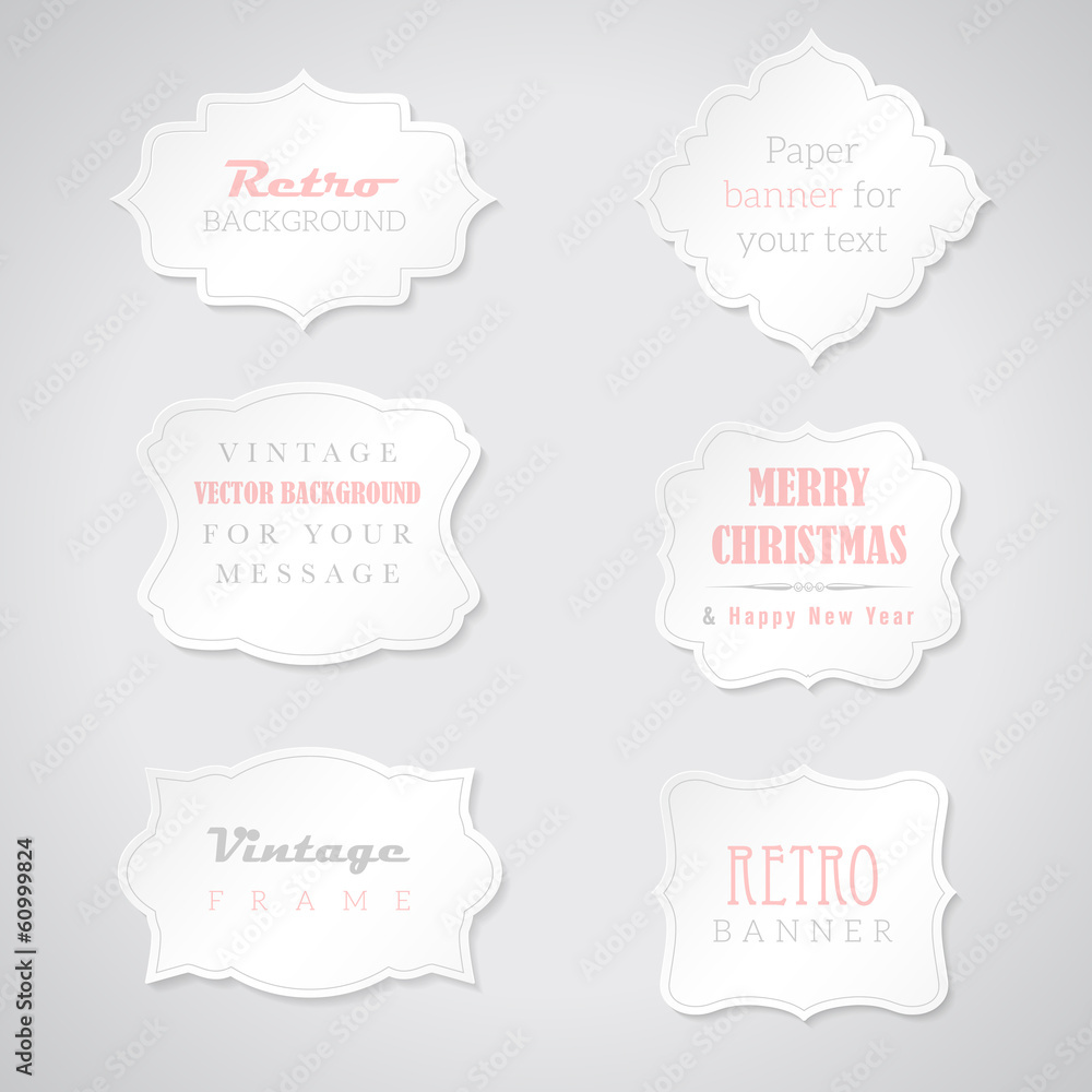 Set of retro paper banners with place for your text