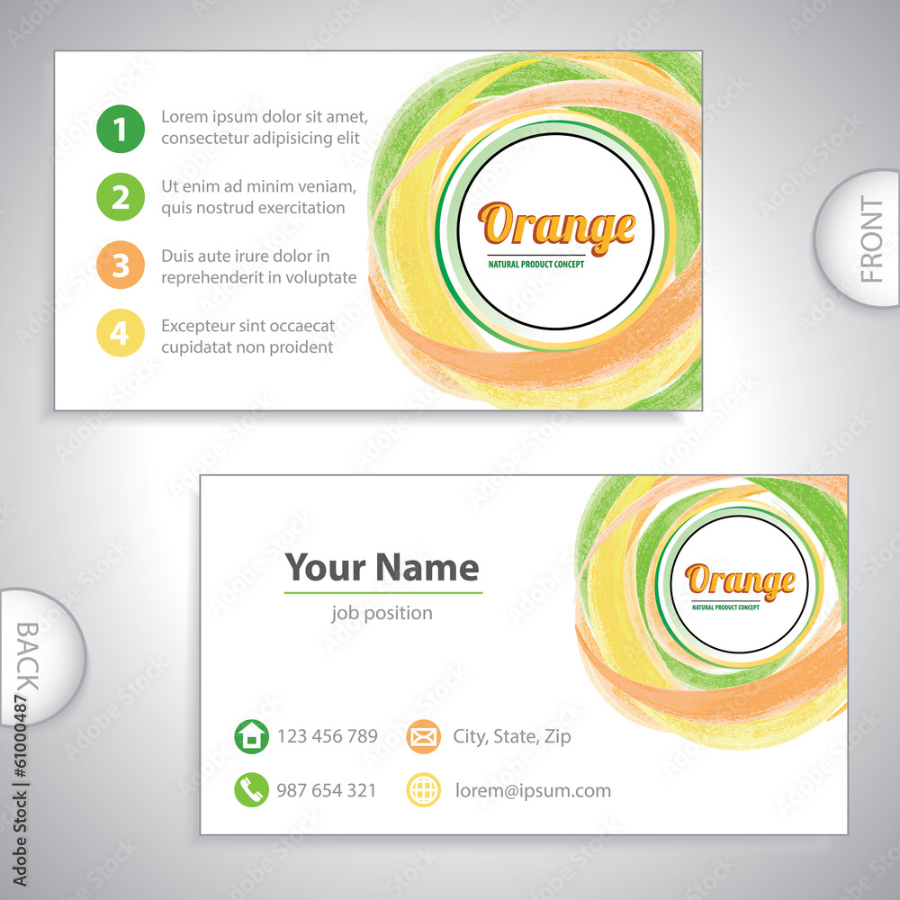 Fototapeta premium Universal orange whirlpool business card.