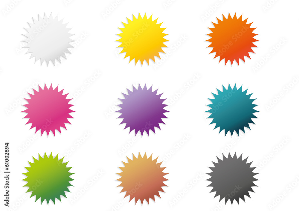 Set of 9 colorful stickers Set of 9 colorful stickers
