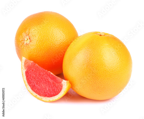 Ripe grapefruit on a white