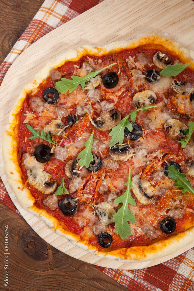 Home Made Pizza - Sun Dried Tomatoes and Meat Home Made Pizza - Sun Dried Tomatoes and Meat