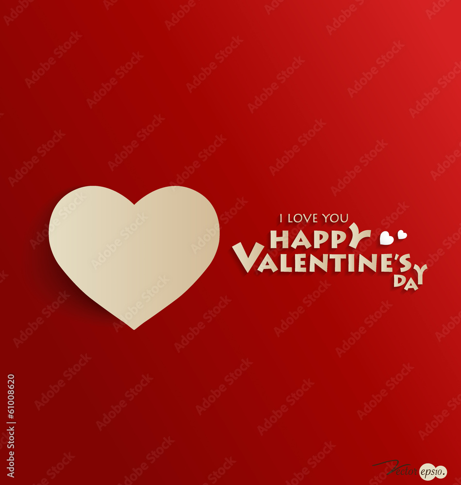Paper heart shape symbol for Valentines day. Vector illustration