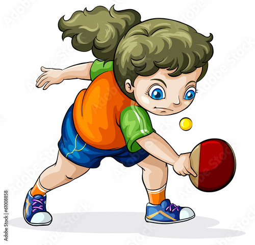 A Caucasian girl playing table tennis