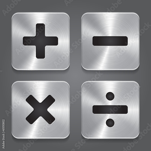 Metal Icons Math Symbols.