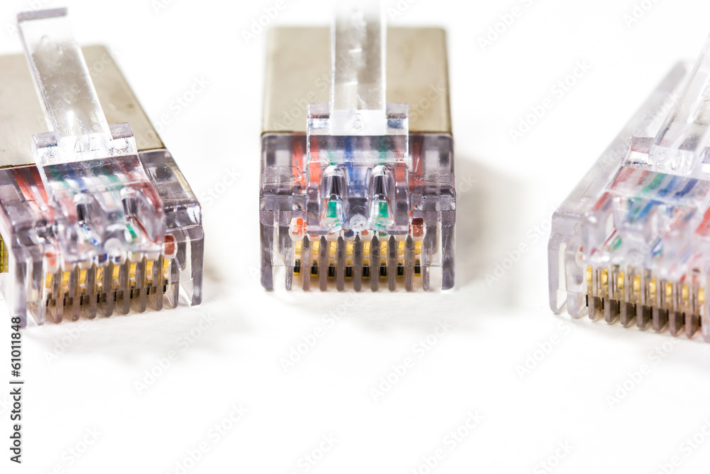 Close up computer network cables isolated on white background Close up computer network cables isolated on white background