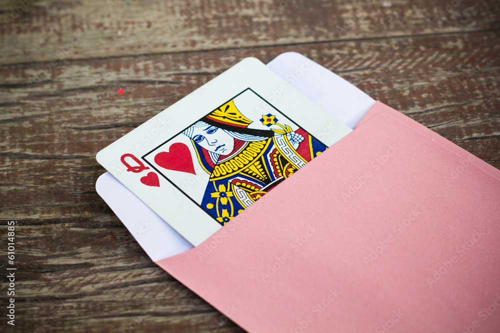 Pack of playing cards on the table.