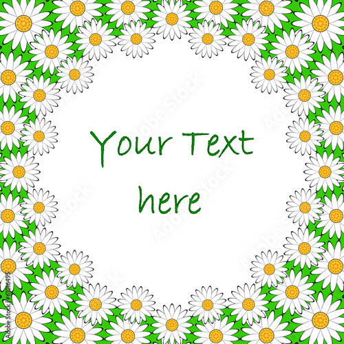 Design colorful chamomile background for text. Floral decorative
