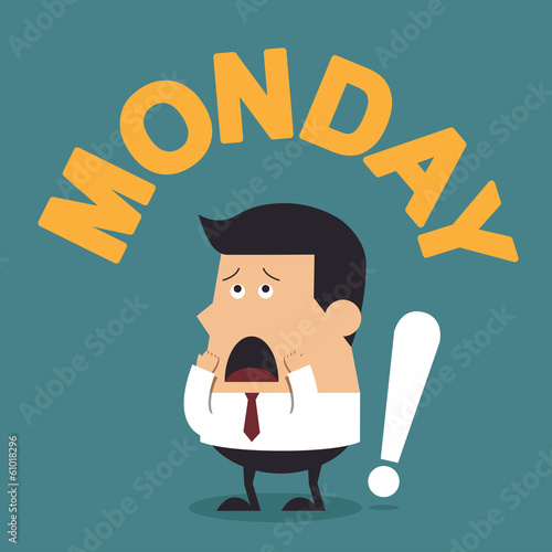 Young Businessman With the Word "Monday", Business concept